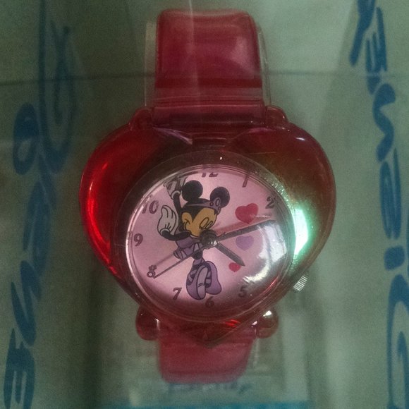 Vintage Rare Disney Minnie Mouse Heart Face Fashion Wristwatch - Picture 3 of 7